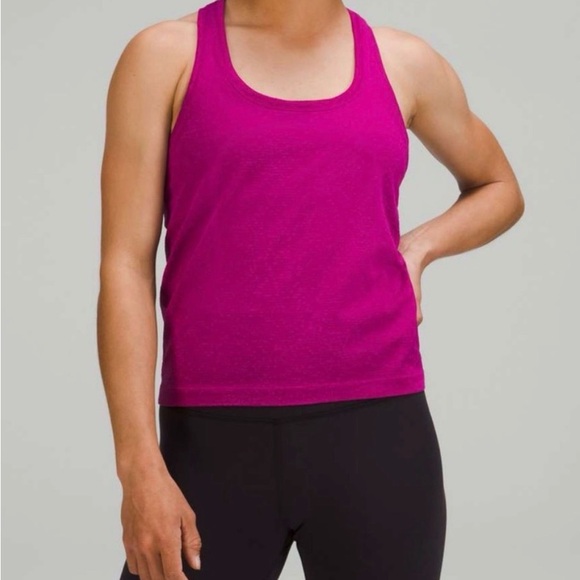 Lululemon Swiftly Tech Racerback Tank Top-waist length, color raspberry. Size 8 - Picture 5 of 7